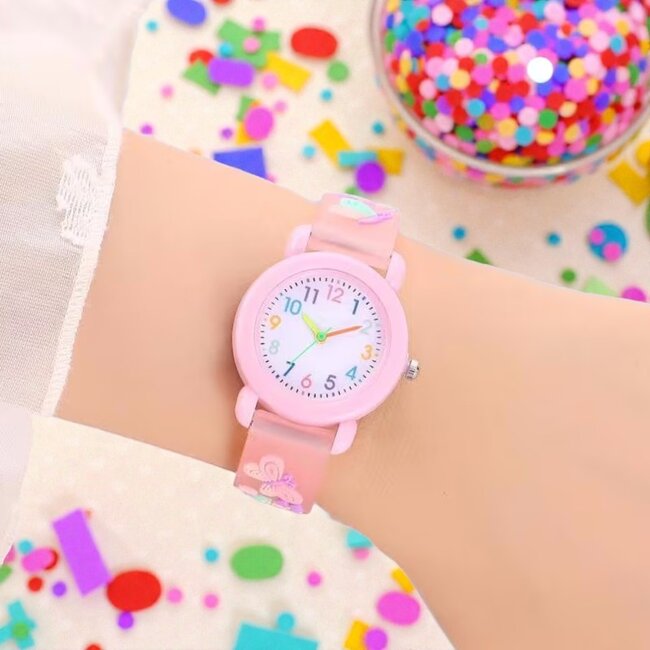 Kinderhorloge - Vlinder Lichtroze