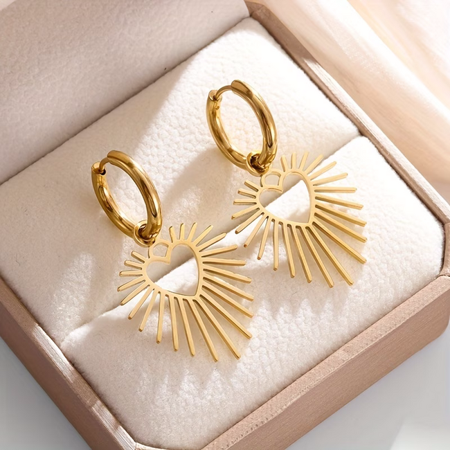 Sun Love Oorringen - Goudkleurig | 4 x 2,2 cm | Stainless Steel
