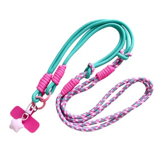 Fashion Favorite Telefoonkoord - Sterretje Petrol/Roze
