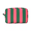 Toilettas - Streep Roze/Groen | 22 x 16 x 9 cm