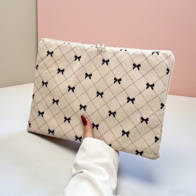 Laptop Sleeve - Strik / Bow Crème | 35 x 26 x 3 cm