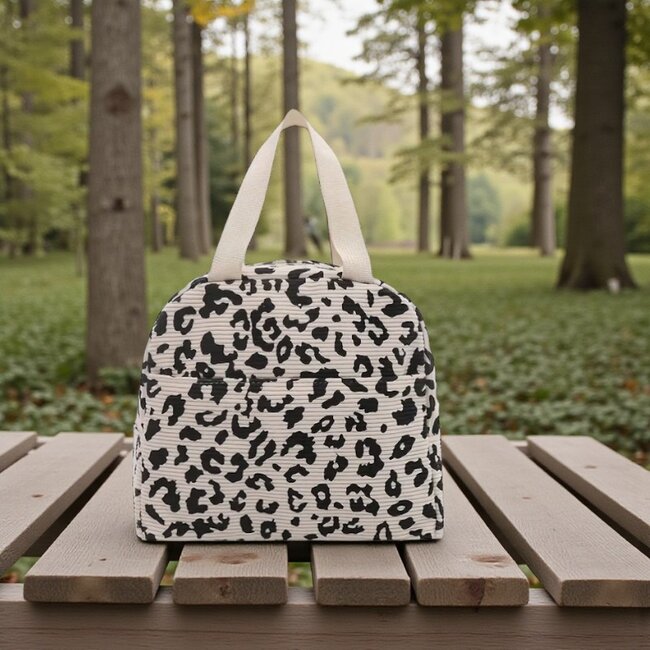 Koeltas - Corduroy Crème Luipaard | 23 x 21 x 11 cm | Nylon