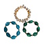 Gold Stones Armband - Petrol/Groen | Set van 3 stuks