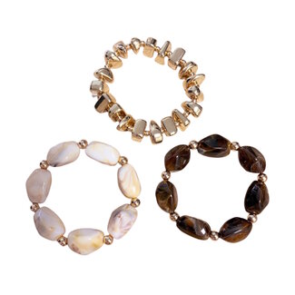 Fashion Favorite Gold Stones Armband - Crème/Bruin