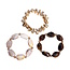 Gold Stones Armband - Crème/Bruin | Set van 3 stuks