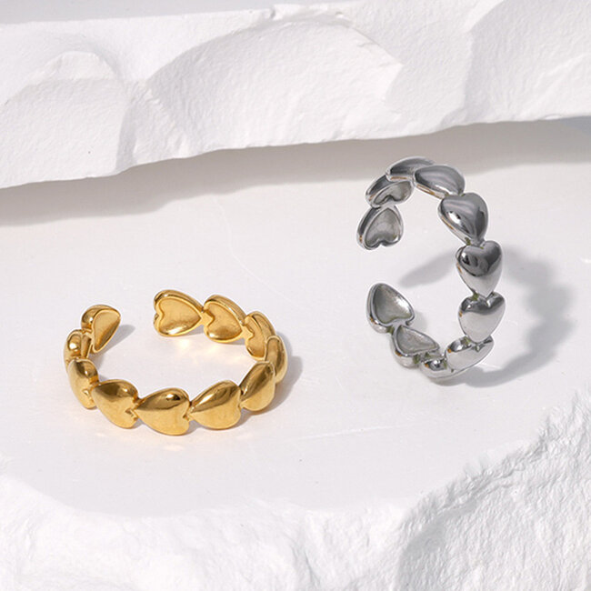 Ring - Hartje Goudkleurig | Verstelbaar | Stainless Steel