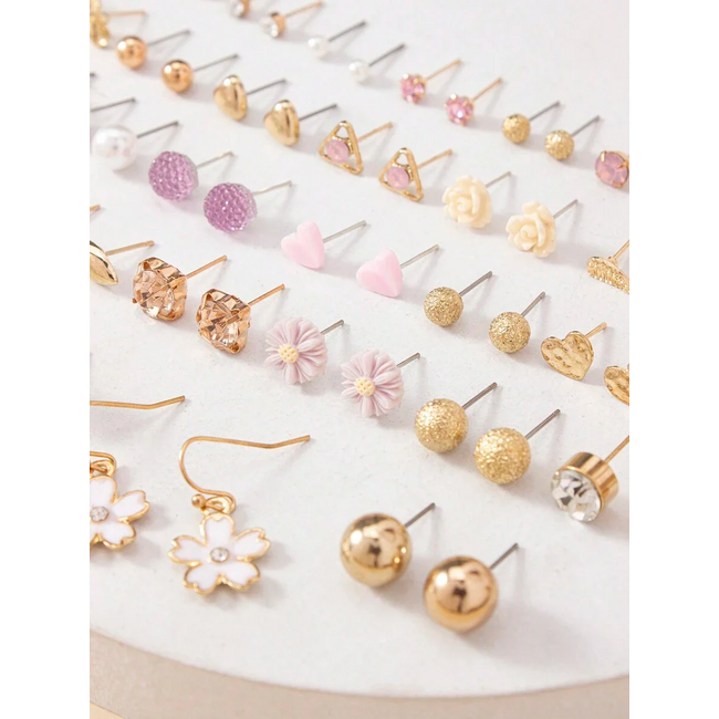 30-delige Set Oorbellen - Blush Pink | Bijoux