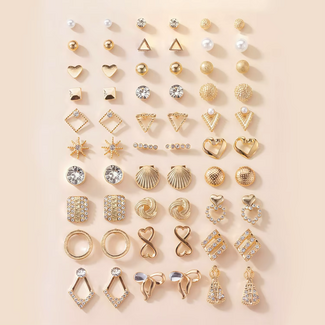 Fashion Favorite 30-delige Set Oorbellen - Gold Strass