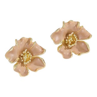 Fashion Favorite Flower Bloem Oorbellen - Beige