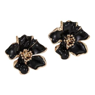 Fashion Favorite Flower Bloem Oorbellen - Zwart