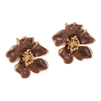 Fashion Favorite Flower Bloem Oorbellen - Bruin