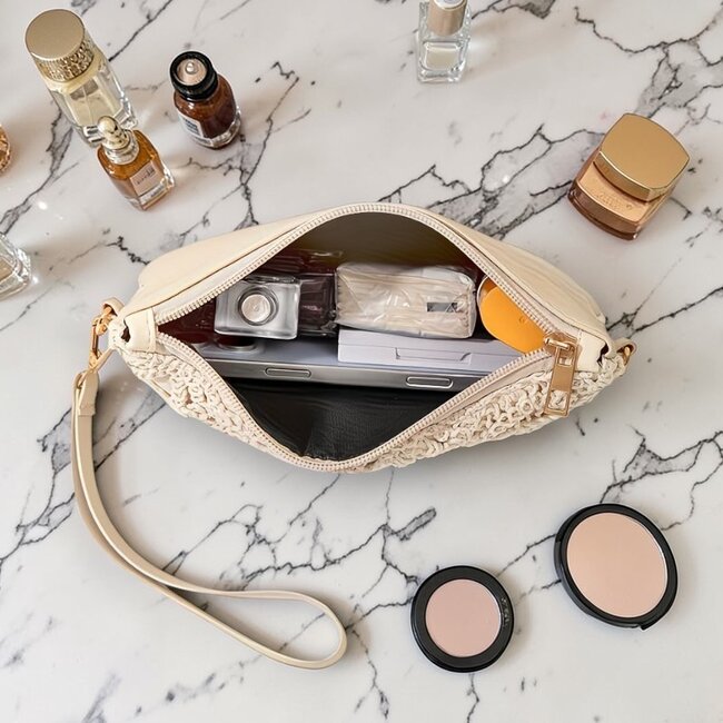 Ibiza Tasje - Crème/Crème | Telefoontasje / Strandtasje