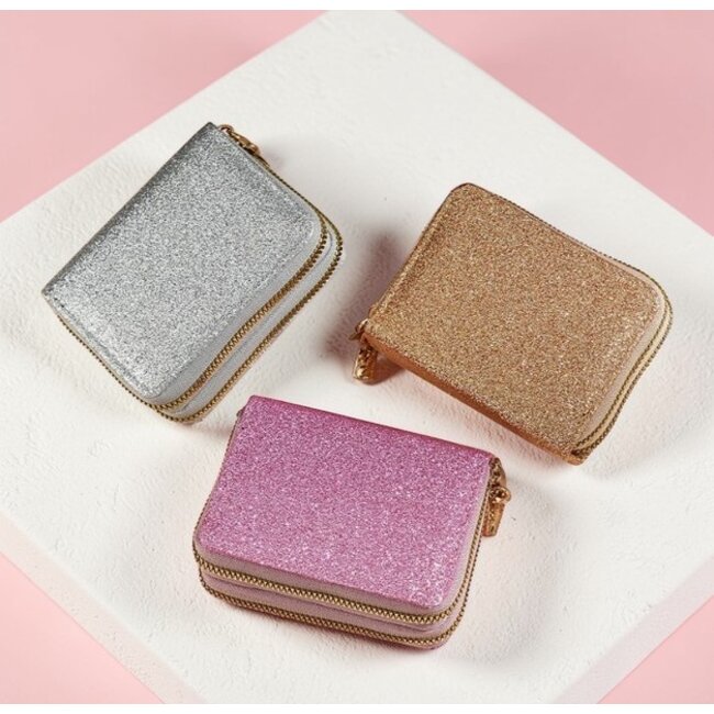 Kinder Portemonnee - Glitter Zilver | 11 x 8,5 x 4 cm