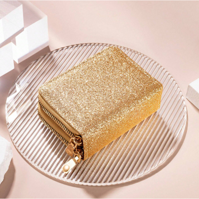 Kinder Portemonnee - Glitter Goud | 11 x 8,5 x 4 cm