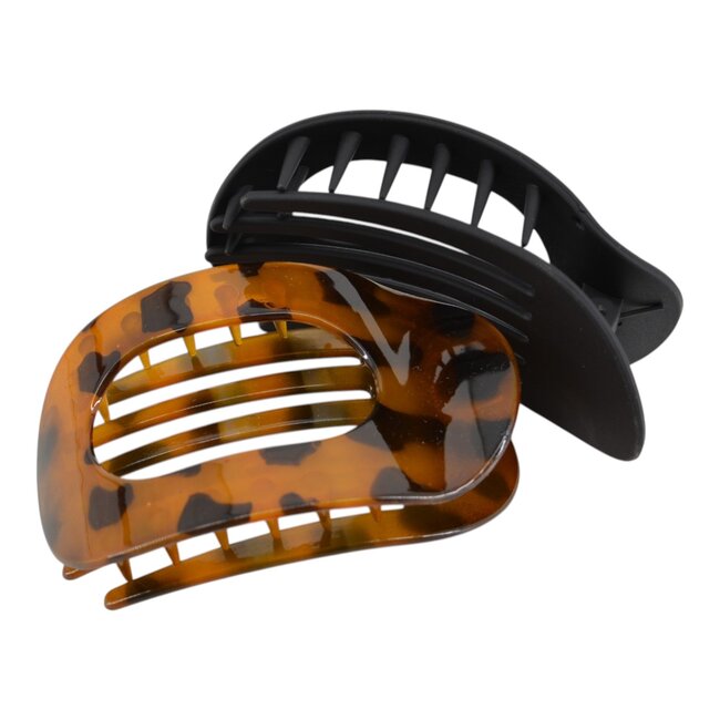 Set 2 stuks Haarclip - Zwart/Luipaard