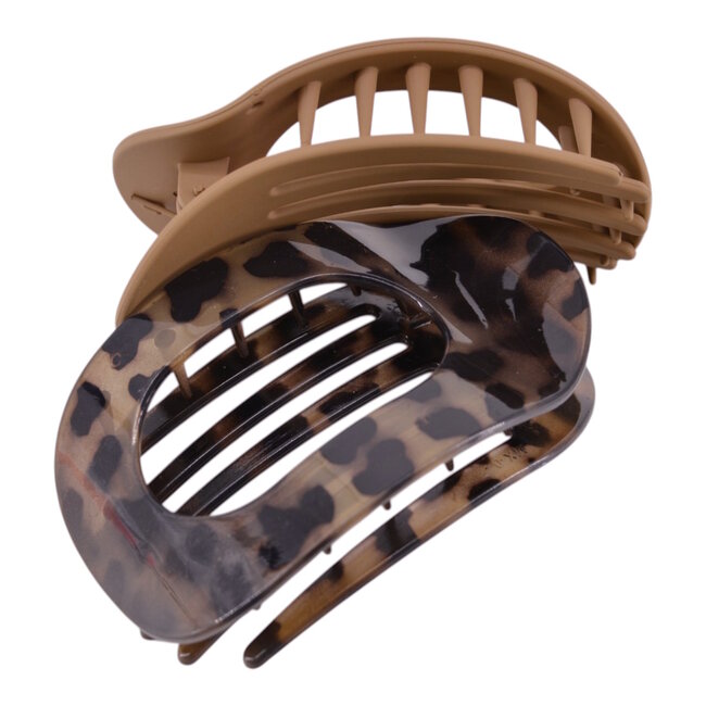 Set 2 stuks Haarclip - Luipaard/Bruin