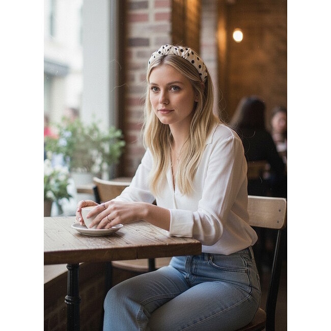 Polkadot - Stippen Diadeem/Haarband - Crème | Polyester