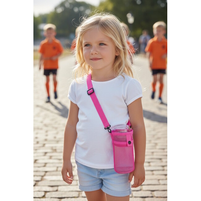 Mesh Flessenhouder - Zwart | Schoudertas /Telefoontas | 19,5 x 9 cm