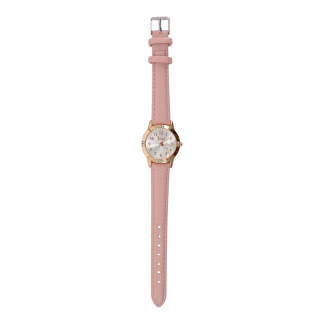 Kinder Horloge - Strass Roze | Kunstleer