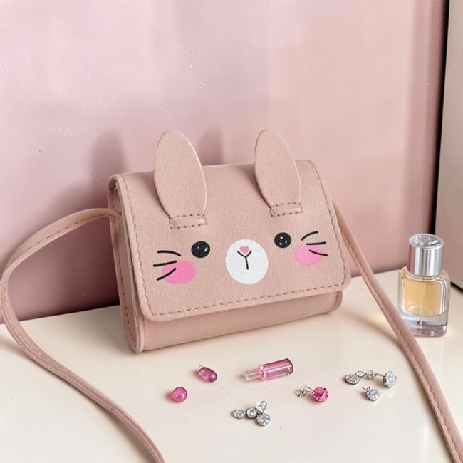 Kinder Tasje - Konijn Roze | 11,5 x 9,5 x 4 cm | Kunstleer