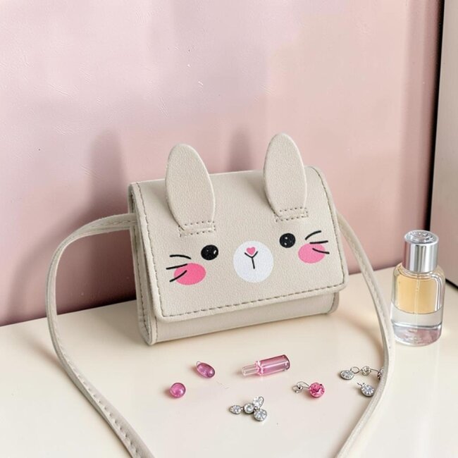 Kinder Tasje - Konijn Beige | 11,5 x 9,5 x 4 cm | Kunstleer