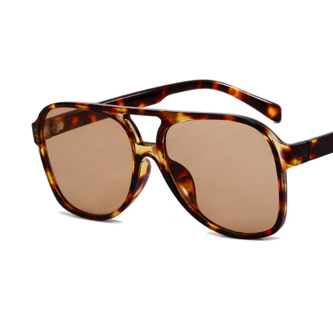 Retro Aviator Zonnebril - Luipaard/Bruin