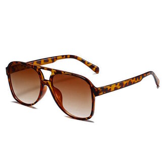 Fashion Favorite Retro Aviator Zonnebril - Luipaard/Bruin