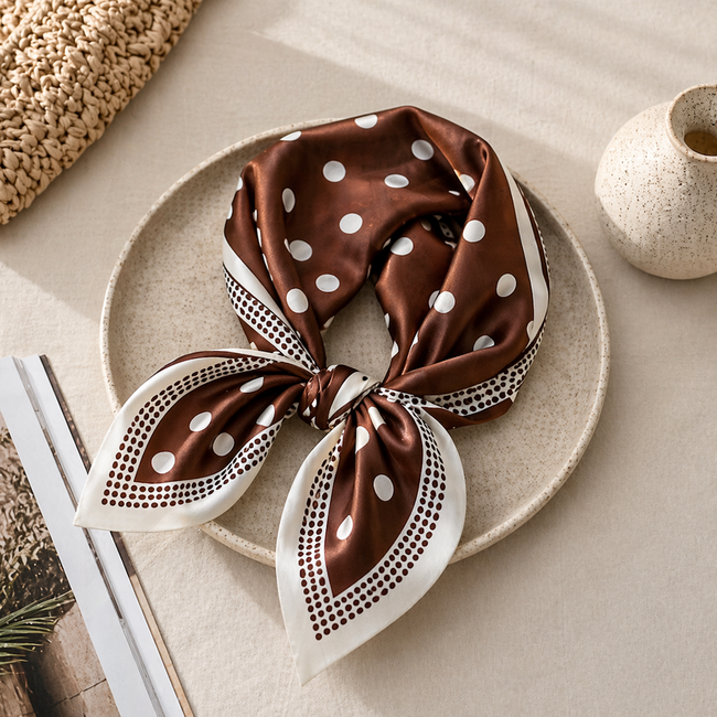 Polkadot Bandana - Bruin | 60 x 60 cm | Polyester