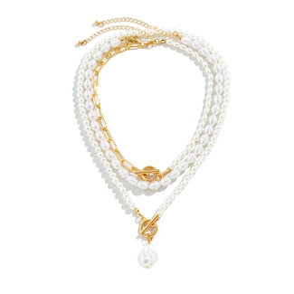 Fashion Favorite Chain Pearl - Parel Ketting | Set 3 stuks