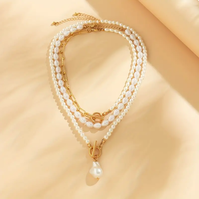 Chain Pearl - Parel Ketting | Set 3 stuks | Imitatieparel / Bijoux