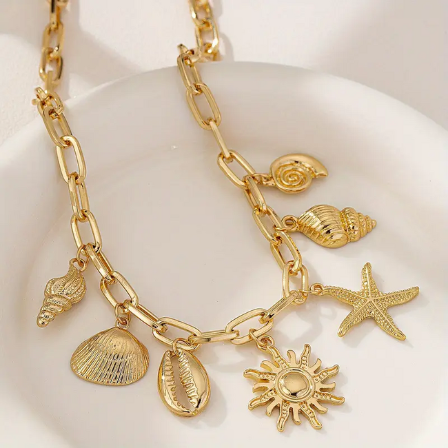 Bedel Ketting - Shells Goudkleurig | 39 + 7 cm