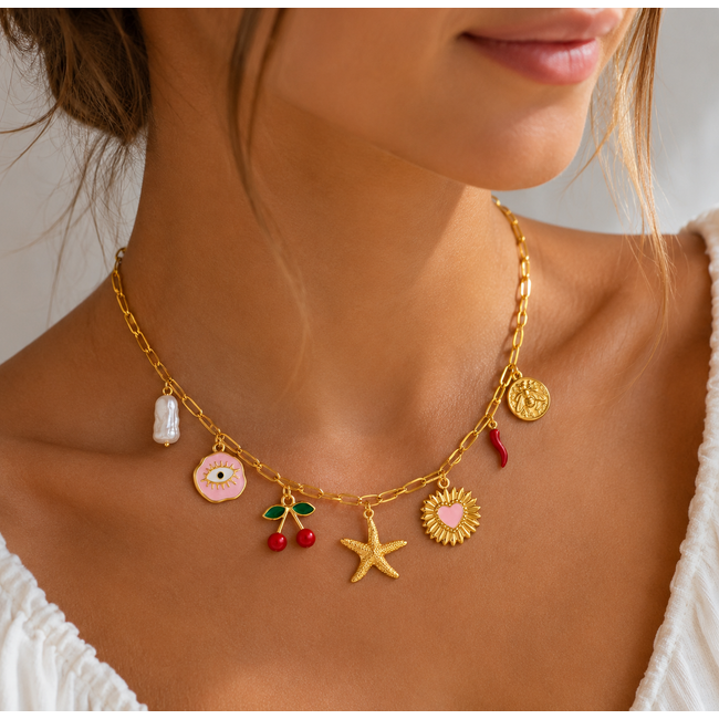 Bedel Ketting - Cherry Goudkleurig | 40 + 5 cm