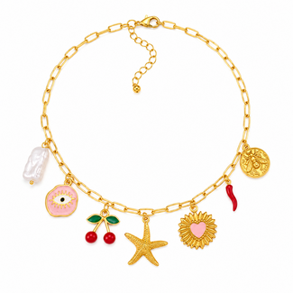 Fashion Favorite Bedel Ketting - Cherry Goudkleurig