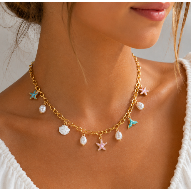Bedel Ketting - Seastar Goudkleurig | 36 + 7 cm