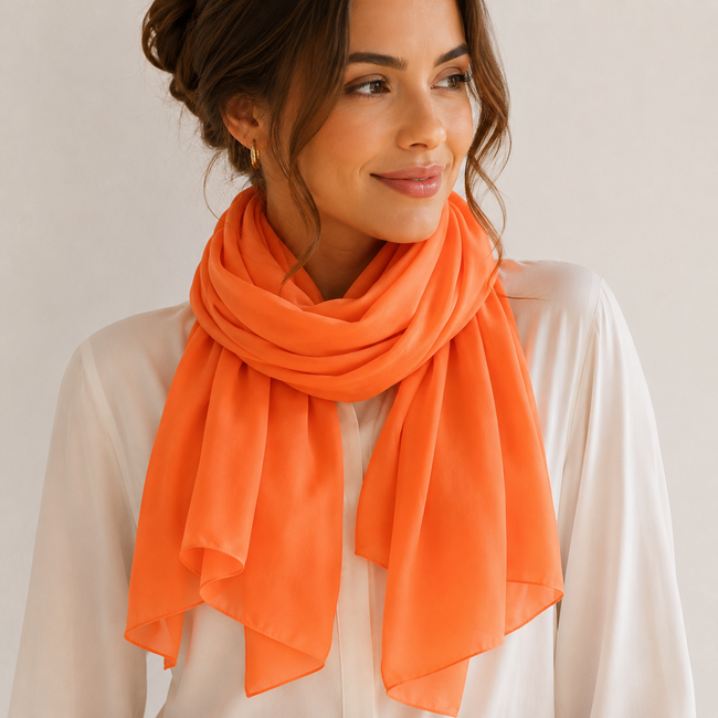 Chiffon Sjaal - Oranje | Polyester | 180 x 90 cm