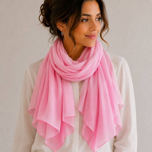 Chiffon Sjaal - Roze | Polyester | 180 x 90 cm