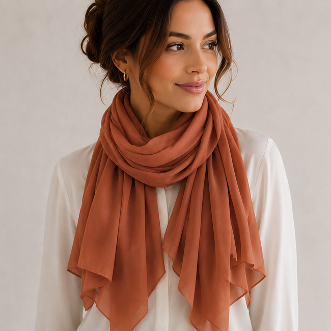 Chiffon Sjaal - Bruin | Polyester | 180 x 90 cm