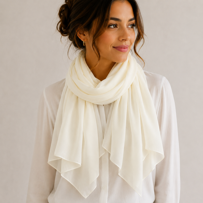 Chiffon Sjaal - Crème | Polyester | 180 x 90 cm