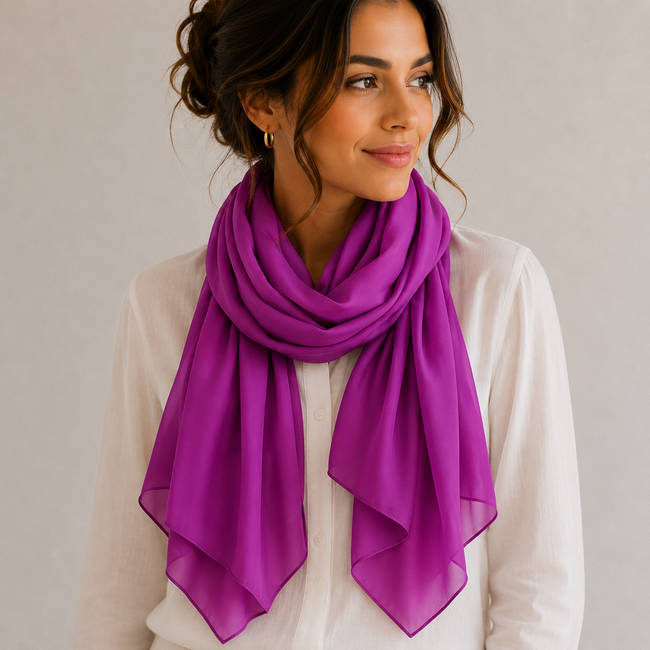 Chiffon Sjaal - Paars | Polyester | 180 x 90 cm