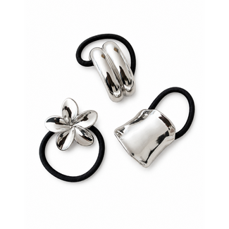 Fashion Favorite Haarelastiek Set 3 stuks - Zilverkleurig