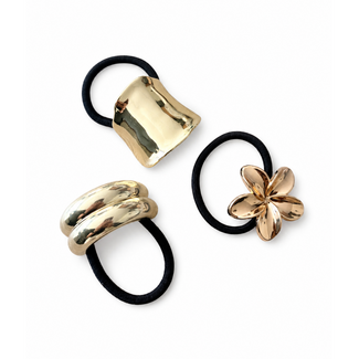 Fashion Favorite Haarelastiek Set 3 stuks - Goudkleurig