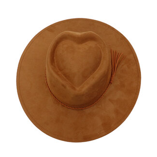 Fashion Favorite Fedora Brim Hart Hoed - Cognac