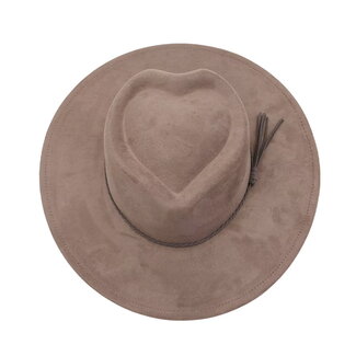 Fashion Favorite Fedora Brim Hart Hoed - Taupe