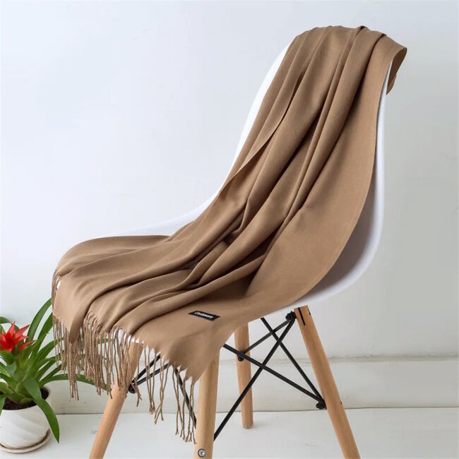 Pashmina Sjaal - Taupe | Polyester | 180 x 70 cm