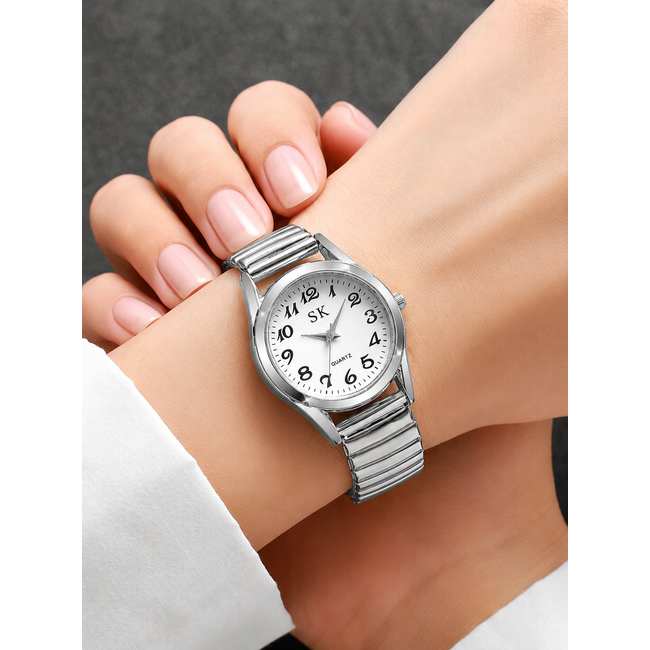 Luna Silver Horloge | Zilverkleurig | Elastische band