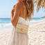 Boho Schoudertas - Crème | Raffia Crossbody Tas | 18,5 x 14 cm