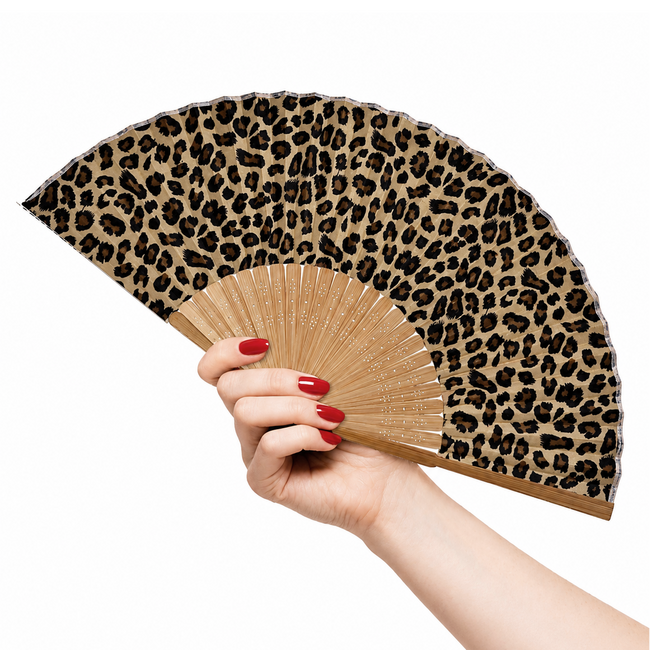 Festival Waaier - Wild Leopard | 38 x 21 cm | Bamboe/Polyester