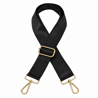 Fashion Favorite Bag Strap / Tas Riem Effen - Zwart/Goud