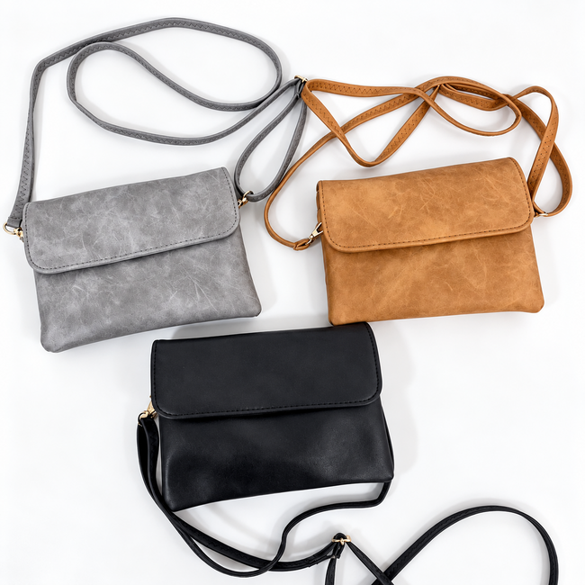 Schoudertas - Bruin | Suede / Leder | 20 x 15 x 3,5 cm