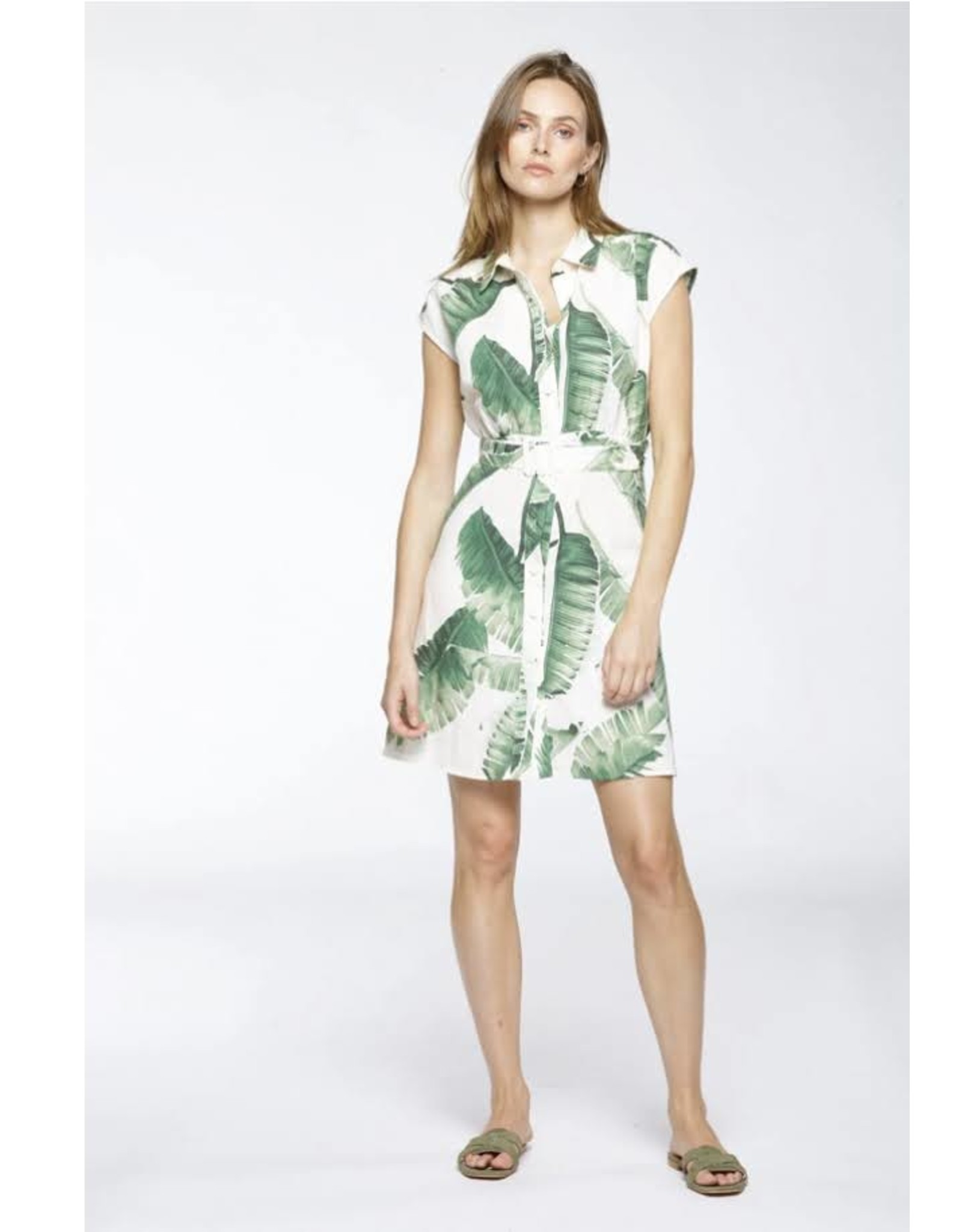 JUST EVE DRESS CELINE SHORT PALMA DRESS GREEN